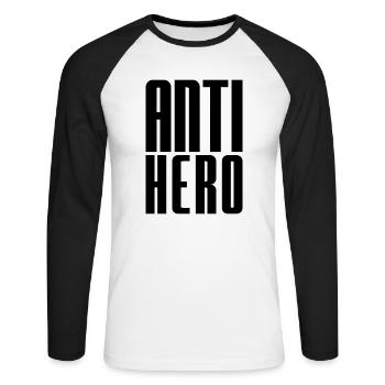 ANTI HERO - Unisex Baseballshirt langarm - Weiß/Schwarz - Vorne - Nik (191cm)