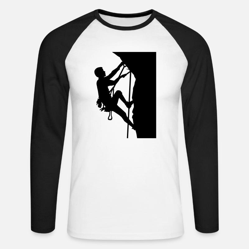 Klettern - Unisex Baseballshirt langarm - Weiß/Schwarz