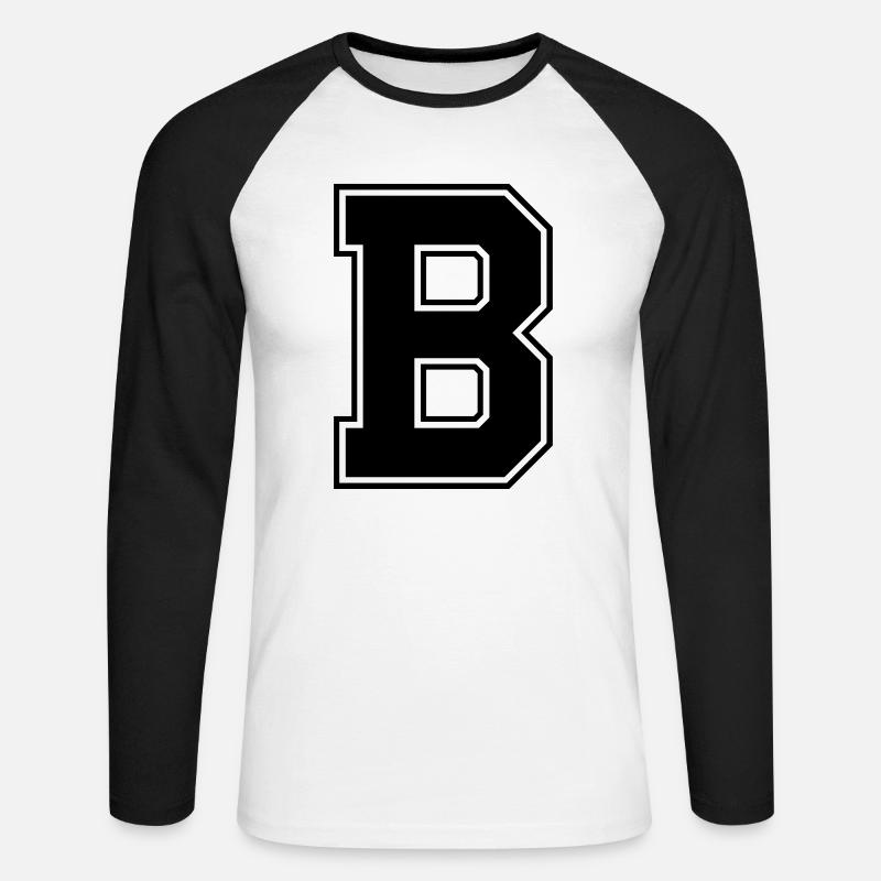 b - Unisex Baseballshirt langarm - Weiß/Schwarz