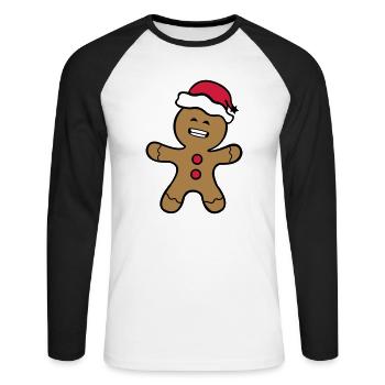 lebkuchenmann_02 - Unisex Baseballshirt langarm - Weiß/Schwarz - Vorne - Nik (191cm)