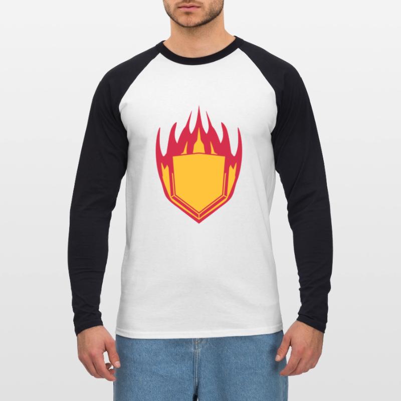 hot fire flames angular shield emblem emblem frame Unisex Long Sleeve Baseball T-Shirt