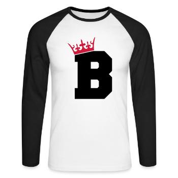 buchstabe_b_king_02 - Unisex Baseballshirt langarm - Weiß/Schwarz - Vorne - Nik (191cm)