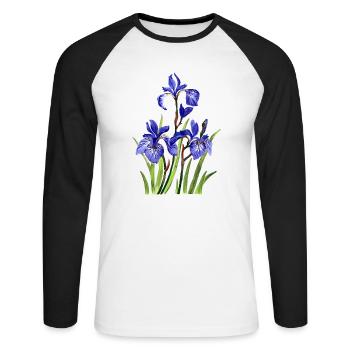 Blumen - Unisex Baseballshirt langarm - Weiß/Schwarz - Vorne - Nik (191cm)