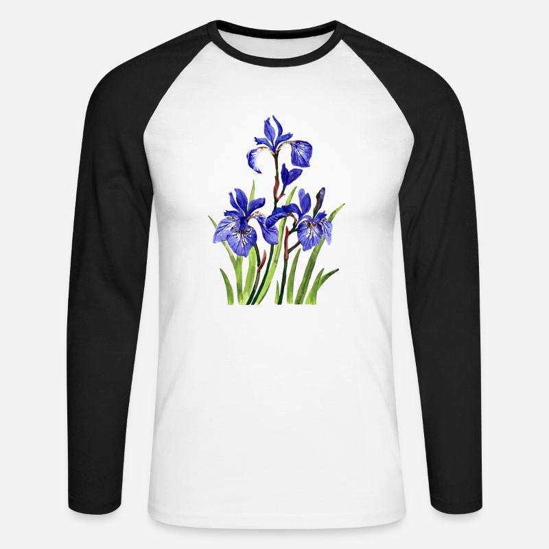 Blumen - Unisex Baseballshirt langarm - Weiß/Schwarz