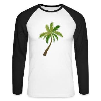 palmier arbre palmiers - T-shirt baseball manches longues Homme - blanc/noir - Devant - Nik (191cm)
