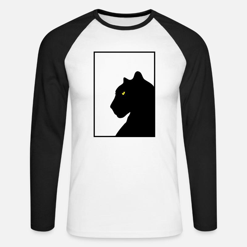 Panther black frame - Unisex Baseballshirt langarm - Weiß/Schwarz