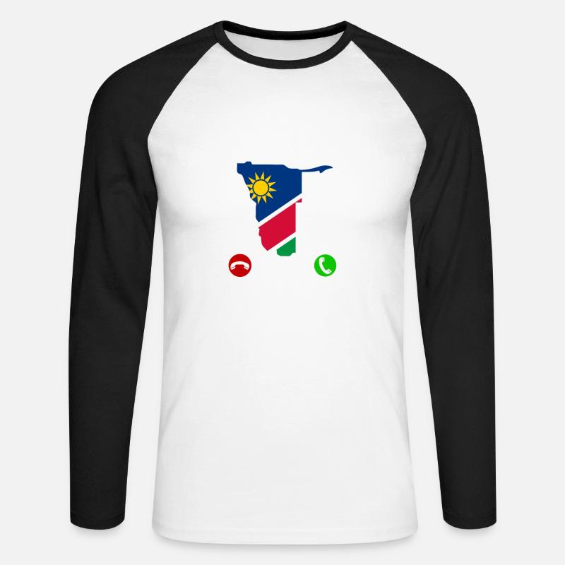 Namibia - Unisex Baseballshirt langarm - Weiß/Schwarz