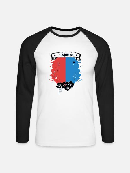 Tessin - Unisex Baseballshirt langarm - Weiß/Schwarz