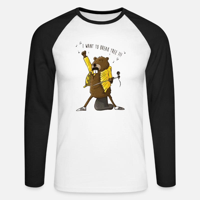 Beaver Mercury - Unisex Long Sleeve Baseball T-Shirt - white/black