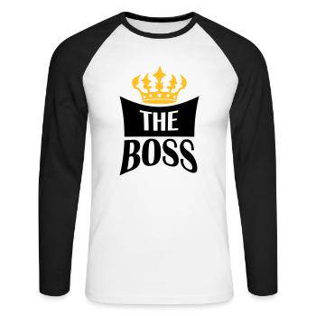 Crown The Boss - Unisex Long Sleeve Baseball T-Shirt - white/black - Front - Nik (191cm)