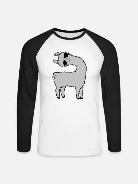 Lama looks crooked - Unisex Long Sleeve Baseball T-Shirt - white/black