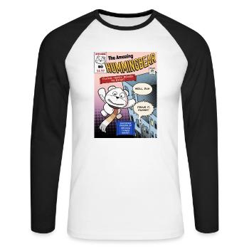 Der erstaunliche Hummingbear #0 - Unisex Baseballshirt langarm - Weiß/Schwarz - Vorne - Nik (191cm)