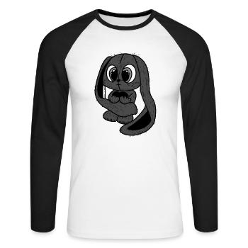 Hase - Unisex Baseballshirt langarm - Weiß/Schwarz - Vorne - Nik (191cm)