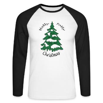 Holly Jolly Christmas - Unisex Baseballshirt langarm - Weiß/Schwarz - Vorne - Nik (191cm)