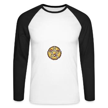 Pizza gothique et ténèbres - T-shirt baseball manches longues Homme - blanc/noir - Devant - Nik (191cm)
