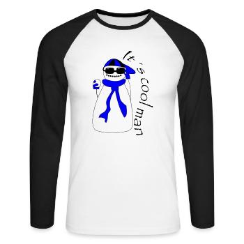 C’est cool man - T-shirt baseball manches longues Homme - blanc/noir - Devant - Nik (191cm)