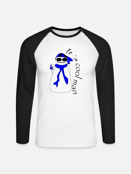 It s cool man - Unisex Long Sleeve Baseball T-Shirt - white/black