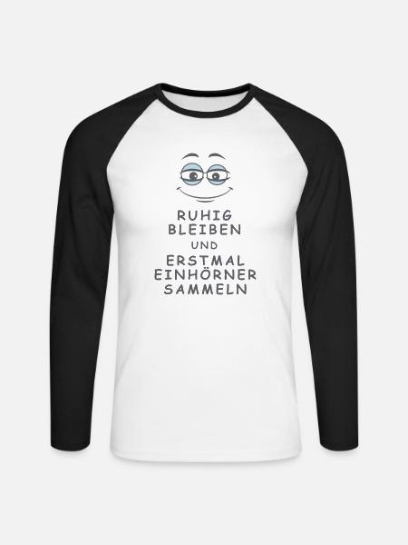 Einhörner sammeln - Unisex Baseballshirt langarm - Weiß/Schwarz