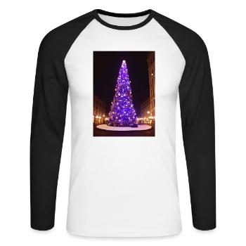 Sapin de Noël violet - T-shirt baseball manches longues Homme - blanc/noir - Devant - Nik (191cm)