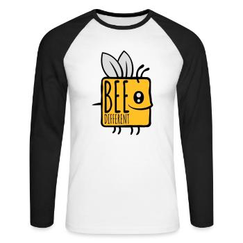 bee different Spruch Zitat - Unisex Baseballshirt langarm - Weiß/Schwarz - Vorne - Nik (191cm)