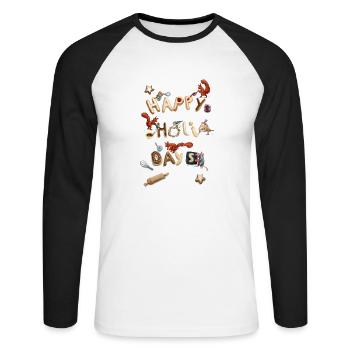Weihnachts Kekse - Happy Holi Days - Unisex Baseballshirt langarm - Weiß/Schwarz - Vorne - Nik (191cm)