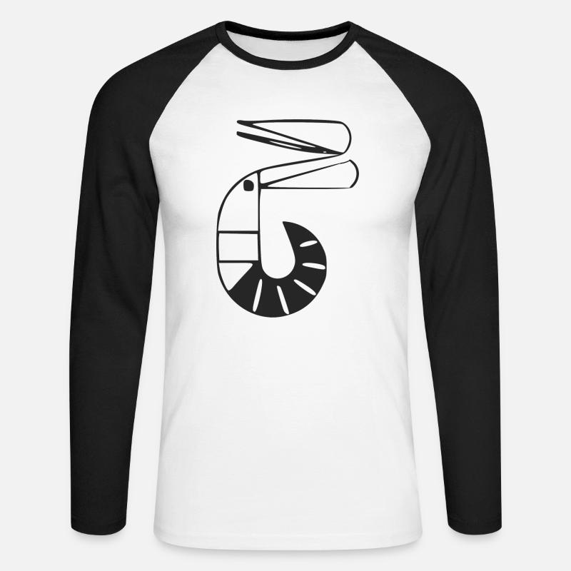 Gamberi stilizzati - Maglia da baseball a manica lunga da uomo - bianco/nero