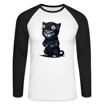 Avec ce motif, vous deviendrez un ninja - T-shirt baseball manches longues Homme - blanc/noir - Devant - Nik (191cm)