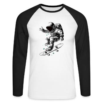Patineur astronaute - T-shirt baseball manches longues Homme - blanc/noir - Devant - Nik (191cm)