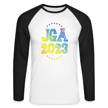 Jga 2023 Junggesellenabschied - Unisex Baseballshirt langarm - Weiß/Schwarz - Vorne - Nik (191cm)
