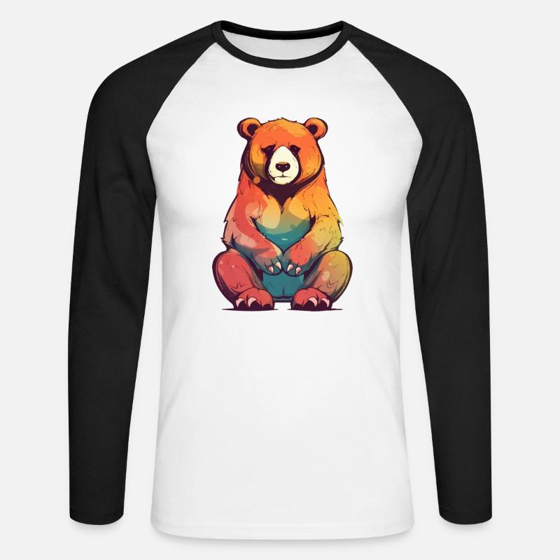 Bado der mürrische Bär - Unisex Baseballshirt langarm - Weiß/Schwarz