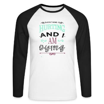 Cadeau Extérieur Cool Joke Disc Brake Happy Gift Idea - T-shirt baseball manches longues Homme - blanc/noir - Devant - Nik (191cm)