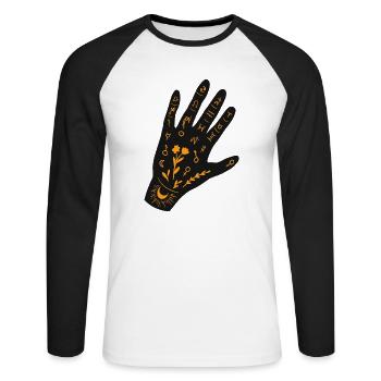 Chiromancie mystique - T-shirt baseball manches longues Homme - blanc/noir - Devant - Nik (191cm)