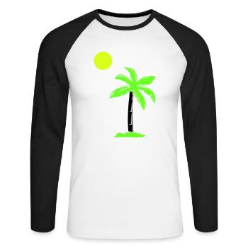 palmier - T-shirt baseball manches longues Homme - blanc/noir - Devant - Nik (191cm)
