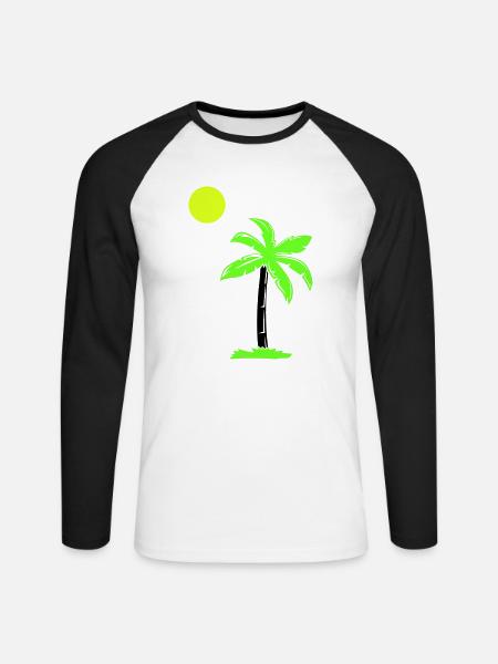 palm tree - Unisex Long Sleeve Baseball T-Shirt - white/black