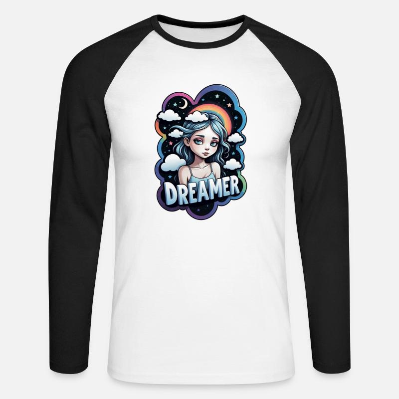 Träumer - Träumer - Träumer - Traum - Träumerei - Unisex Baseballshirt langarm - Weiß/Schwarz