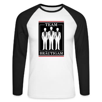 Groom Team Bachelor Wedding - Unisex Long Sleeve Baseball T-Shirt - white/black - Front - Nik (191cm)