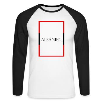 Albania Albania Statement Lettering with Flag - Unisex Long Sleeve Baseball T-Shirt - white/black - Front - Nik (191cm)