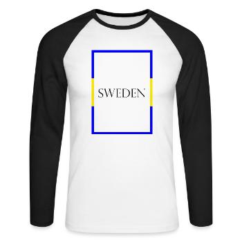 Sweden, Sweden, Statement lettering with flag - Unisex Long Sleeve Baseball T-Shirt - white/black - Front - Nik (191cm)