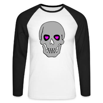 skull in love 02 - Unisex Long Sleeve Baseball T-Shirt - white/black - Front - Nik (191cm)