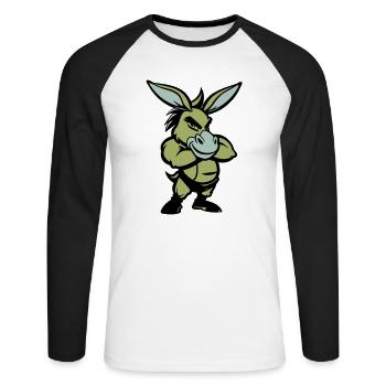 Bande dessinée de l’âne - T-shirt baseball manches longues Homme - blanc/noir - Devant - Nik (191cm)