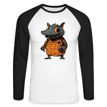 Armadillo Halloween Bande Dessinée Drôle - T-shirt baseball manches longues Homme - blanc/noir - Devant - Nik (191cm)