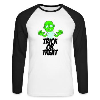 Zombie Trick or Treat - T-shirt baseball manches longues Homme - blanc/noir - Devant - Nik (191cm)