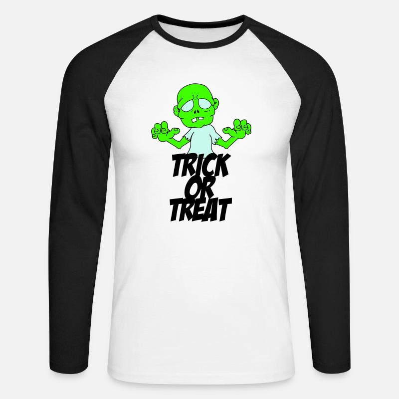 zombie trick or treat - Unisex Baseballshirt langarm - Weiß/Schwarz