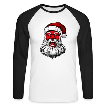 Gruseliger Böser Weihnachtsmann, Scary santa claus - Unisex Baseballshirt langarm - Weiß/Schwarz - Vorne - Nik (191cm)