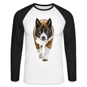 Akita - Unisex Baseballshirt langarm - Weiß/Schwarz - Vorne - Nik (191cm)