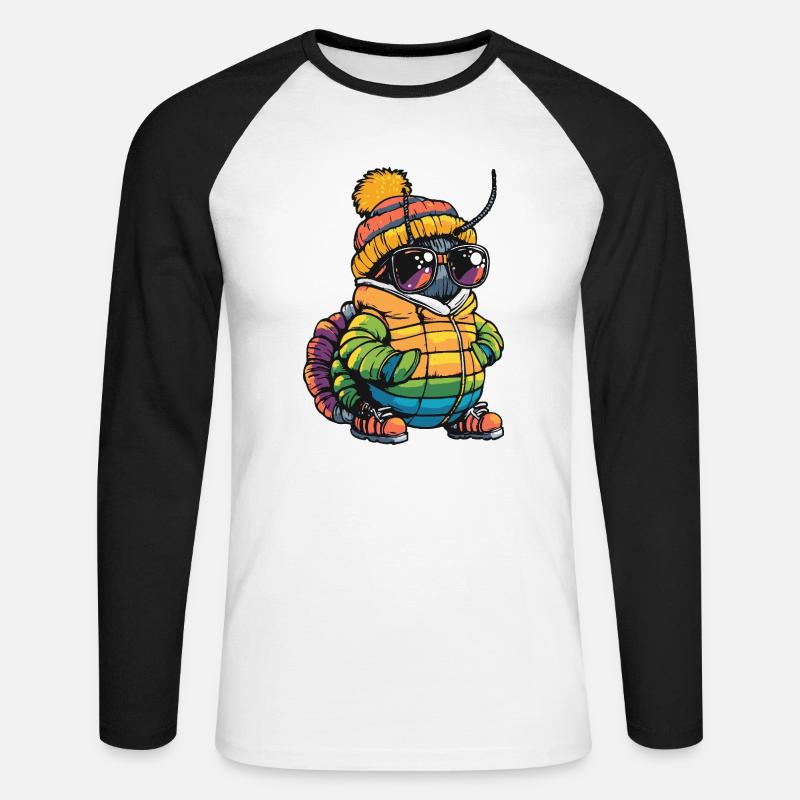 Wurm Cool Comic - Unisex Baseballshirt langarm - Weiß/Schwarz