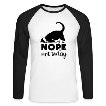 non, pas aujourd'hui - T-shirt baseball manches longues Homme - blanc/noir - Devant - Nik (191cm)