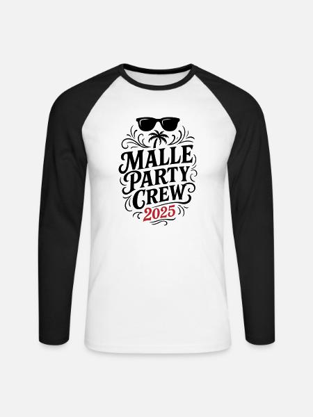 Malle Party Crew 2025 - Unisex Long Sleeve Baseball T-Shirt - white/black