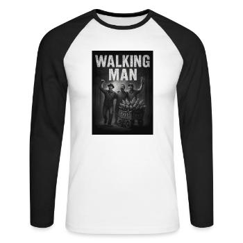 Walking Man – Lustiges Herrentag Design – Männera - Unisex Baseballshirt langarm - Weiß/Schwarz - Vorne - Nik (191cm)
