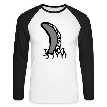 Tentakel Kraken Monster aufgerissens Shirt Alien - Unisex Baseballshirt langarm - Weiß/Schwarz - Vorne - Nik (191cm)